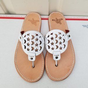 Freebird by Steven Vallarta Sandals Shoes White & Tan Flip Flop Boho Size 7